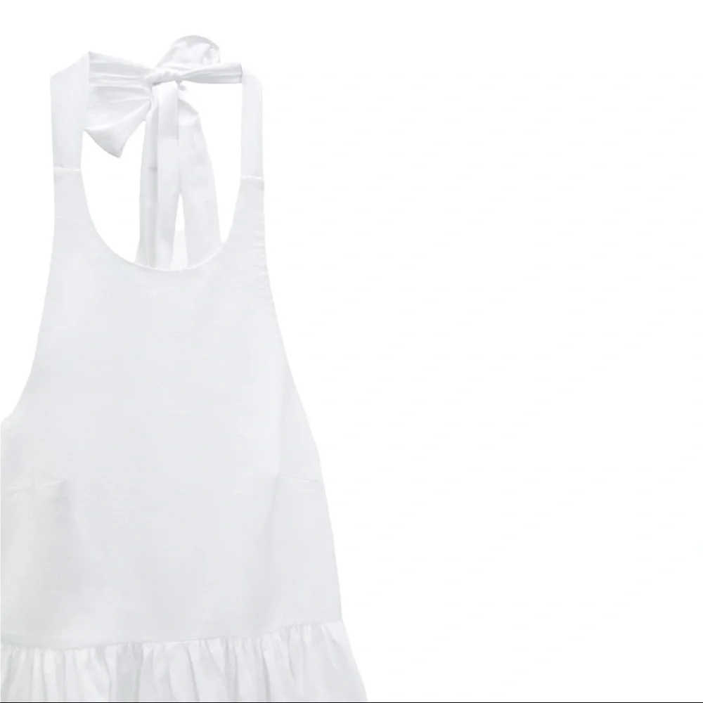 Zara Poplin Tie Halter Neck Midi Dress White Wedding Capsule Closet XL NWT - Picture 10 of 16